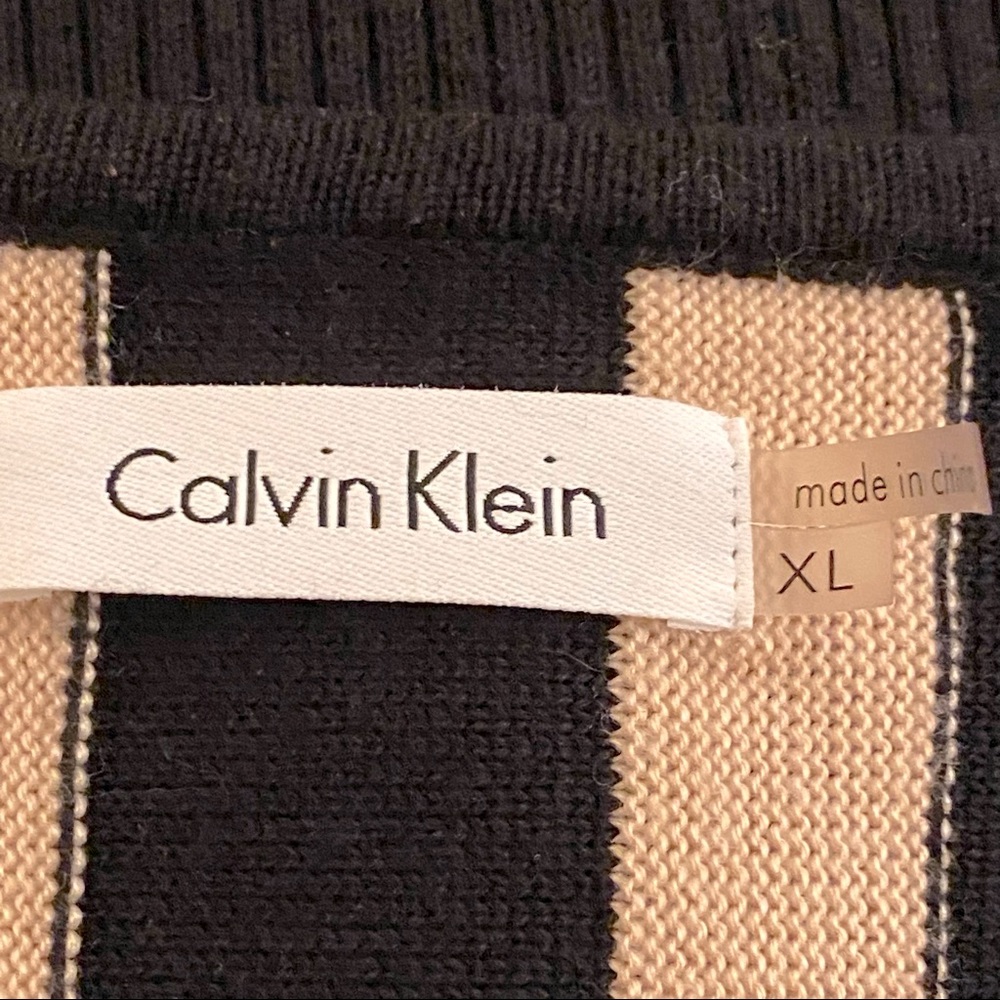 Calvin Klein Black and Pink Striped Fit and Flare Sweater Dress XL - Picture 5 of 7